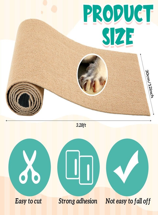Maasechs Rabbit Scratch Mat 12 Inch X 3.28 ft Self Adhesive Bunny Scratching Pad Cuttable Claw and Teeth Care Rabbit Mat for Cage Small Animal Scratching Rug for Biting Sleeping Nesting (Khaki) - Image 2